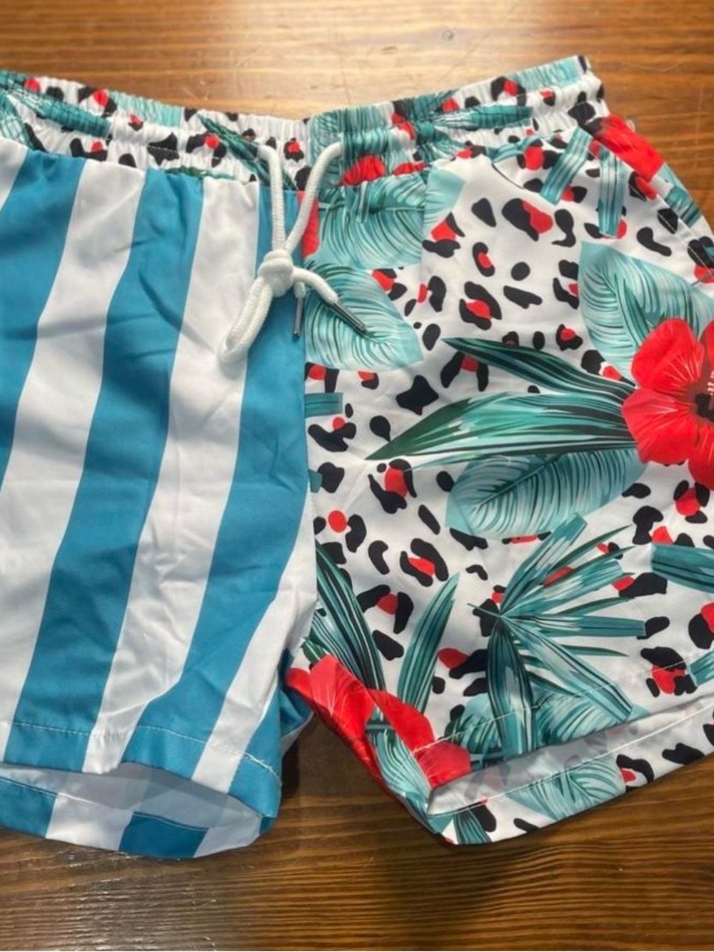 SHEIN Multicolor Swim Shorts - Teal, Red, Black, White